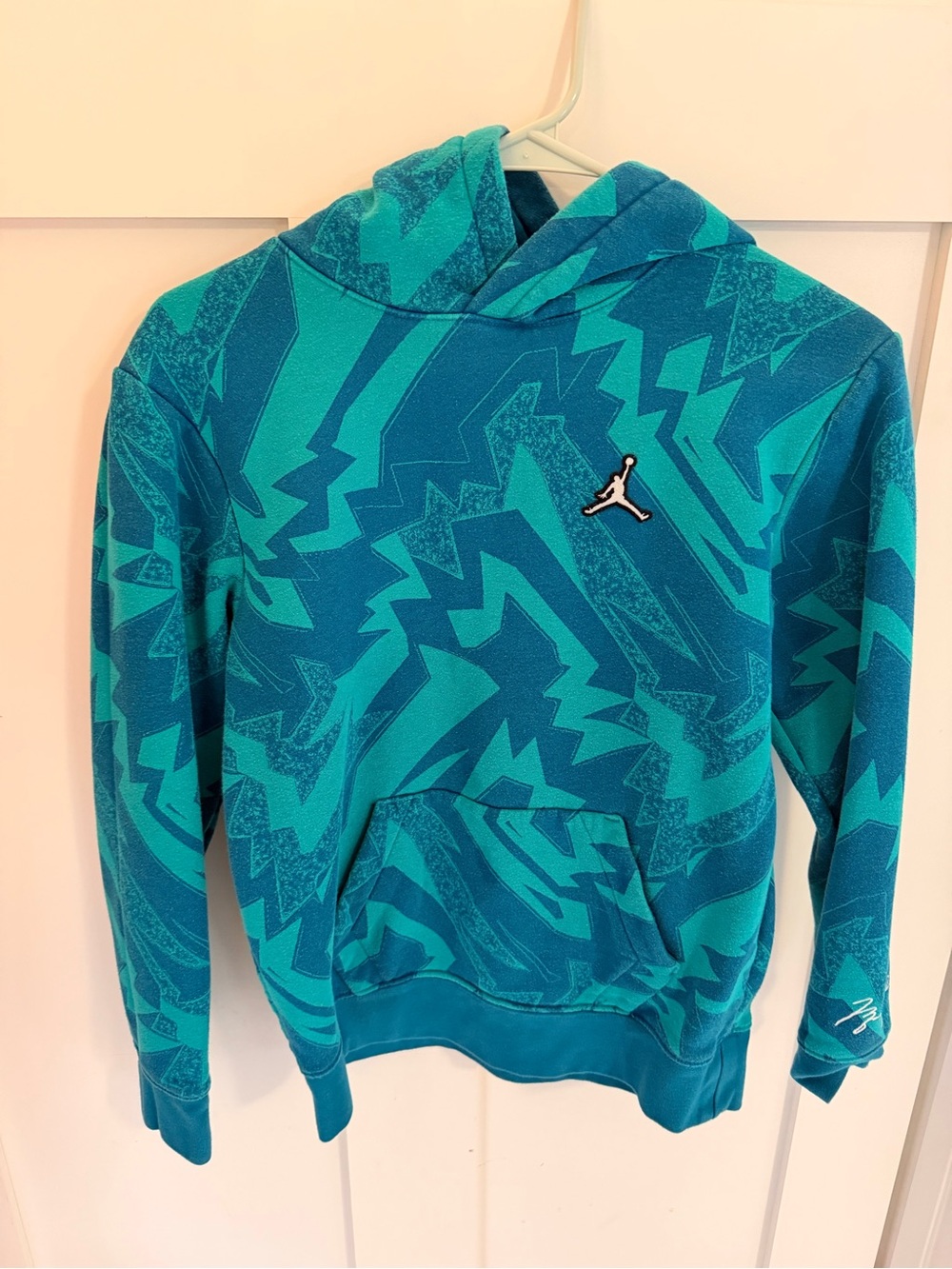 Jordan Youth Teal & Turquoise Geometric Hooded Sweatshirt
